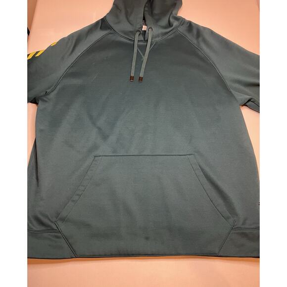 Reebok Men'sPullover Hoodie XL Teal Green Long Sleeve Power 3 Logo In Yellow - Picture 10 of 10